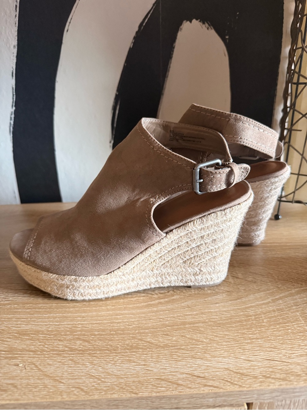 Women's Taupe Espadrille Wedge Sandals with Ankle Strap